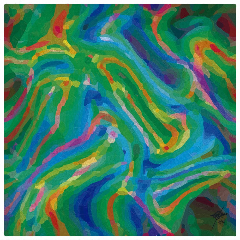 Green Blue Abstract Flow by Osvaldo Russo — canvas wall art