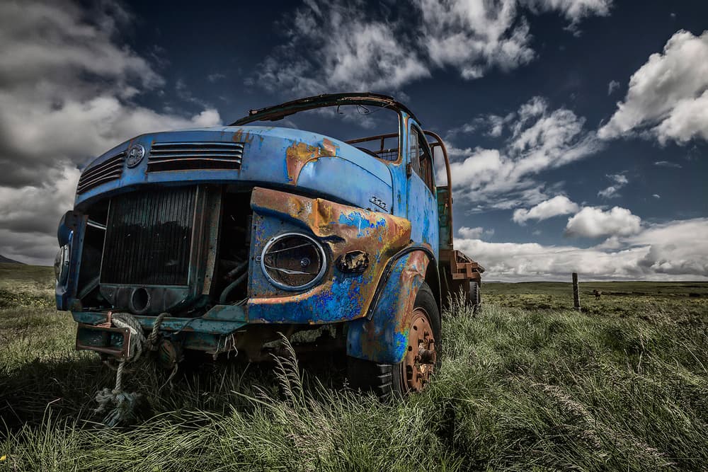 Abandoned Blue Truck by Bragi Ingibergsson - BRIN — canvas wall art