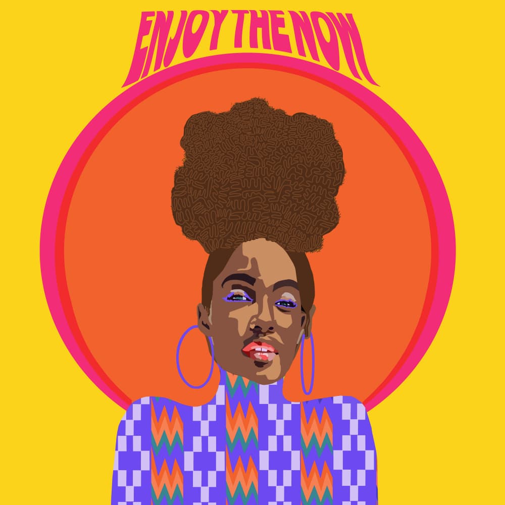 Vibrant Afro Woman Portrait by Lynnda Rakos — canvas wall art