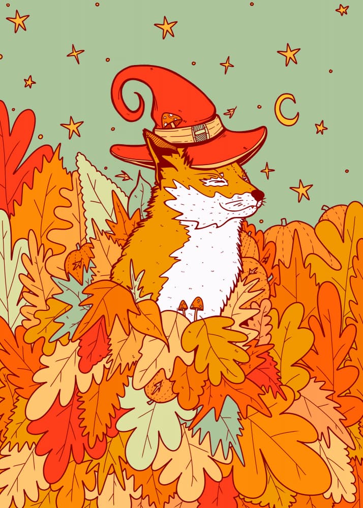 Whimsical Autumn Fox by Stephen Wade — canvas wall art