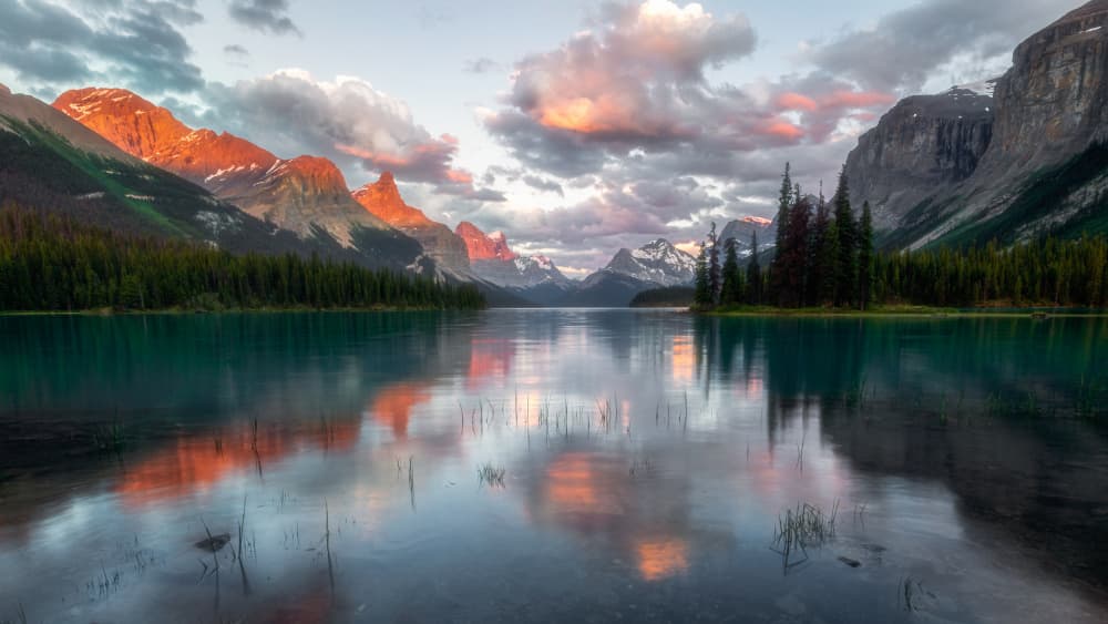 Golden Hour Mountain Lake by Jenny L. Zhang — canvas wall art
