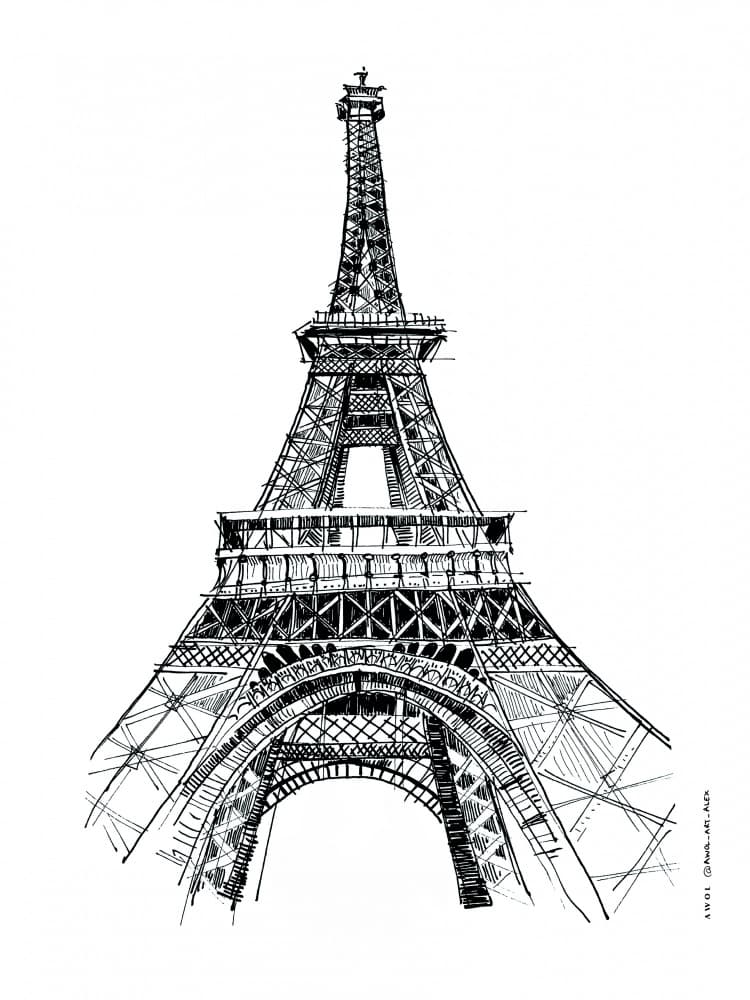 Eiffel Tower Line Art by Awol Art Alex — canvas wall art