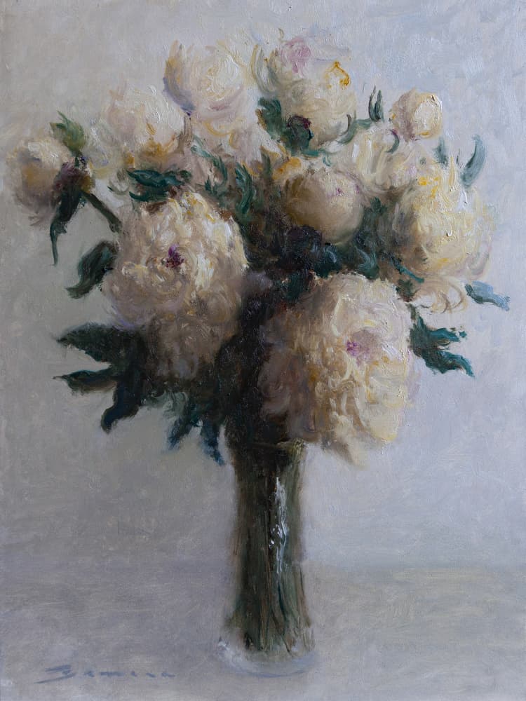 White Peony Bouquet by James Zamora — canvas wall art