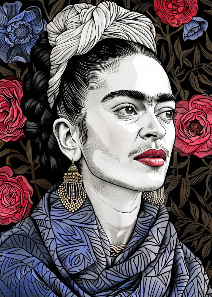 Striking Woman Floral Portrait by Justyna Jaszke — canvas wall art