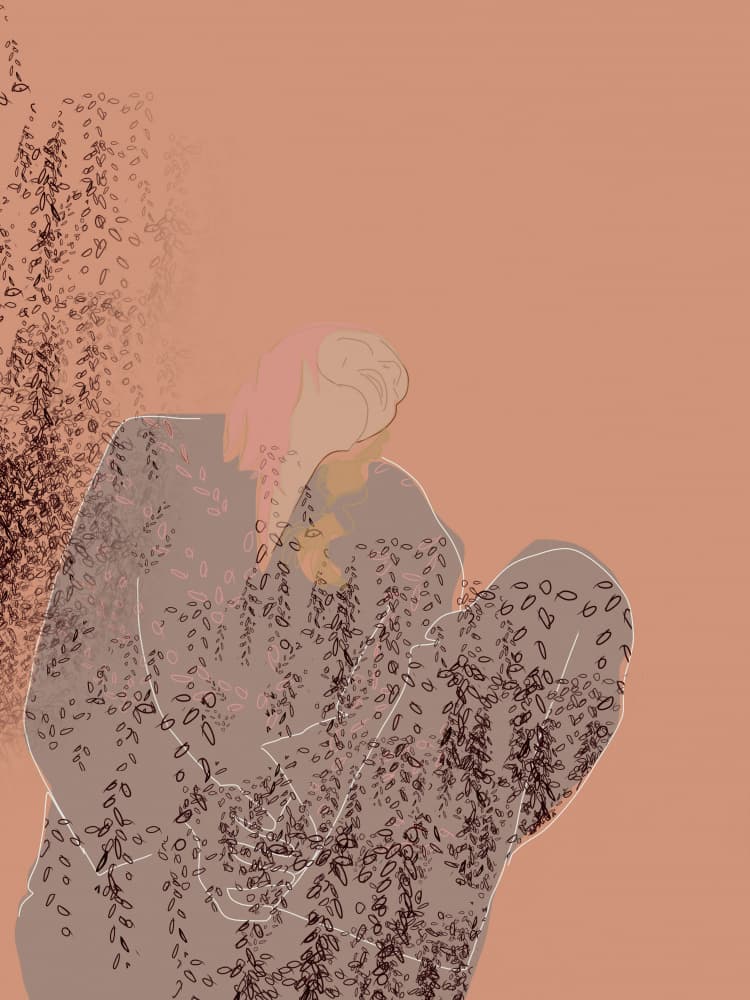 Thoughtful Woman Leaves by casa cartissi — canvas wall art