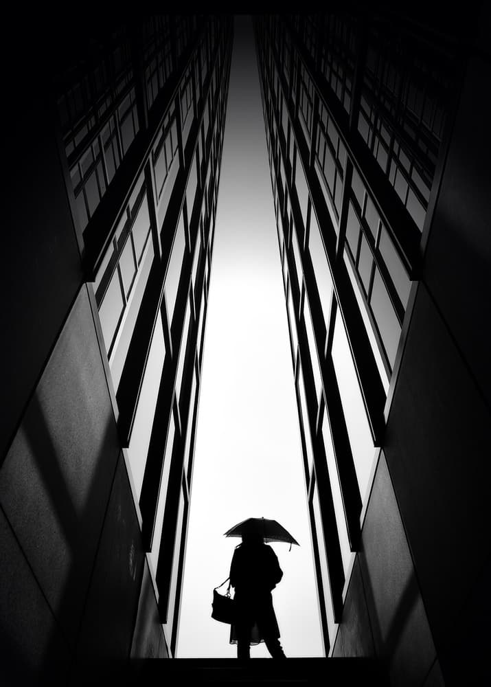 Urban Silhouette Umbrella by Akira TAKAUE — canvas wall art