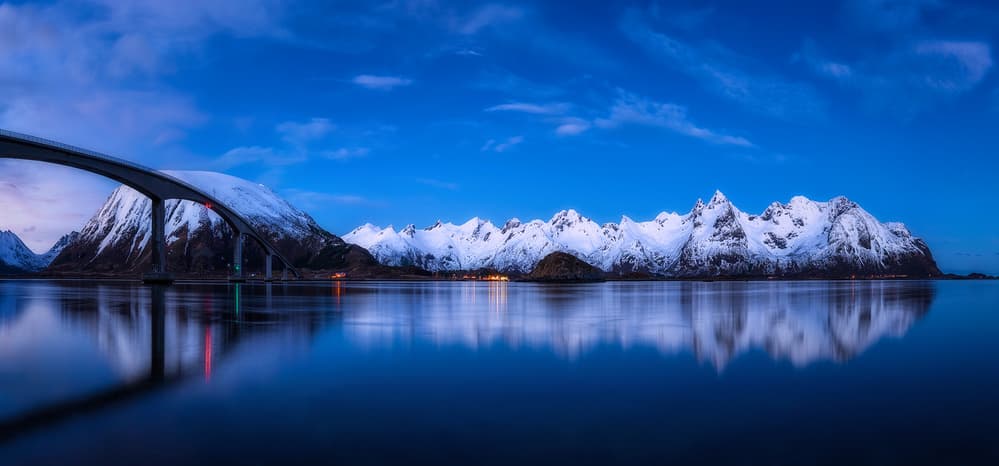 Blue Hour Mountain Bridge by Daniel Gastager — canvas wall art