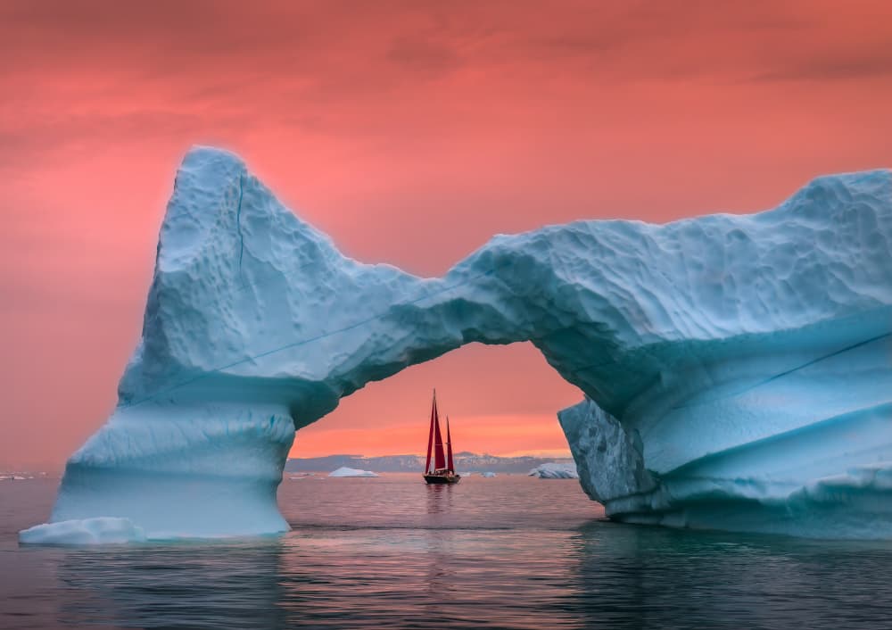 Sailboat Arch Arctic Sunset by Liwen Tao — canvas wall art
