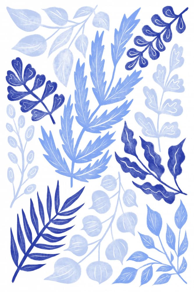 Cool Blue Foliage by Martina — canvas wall art