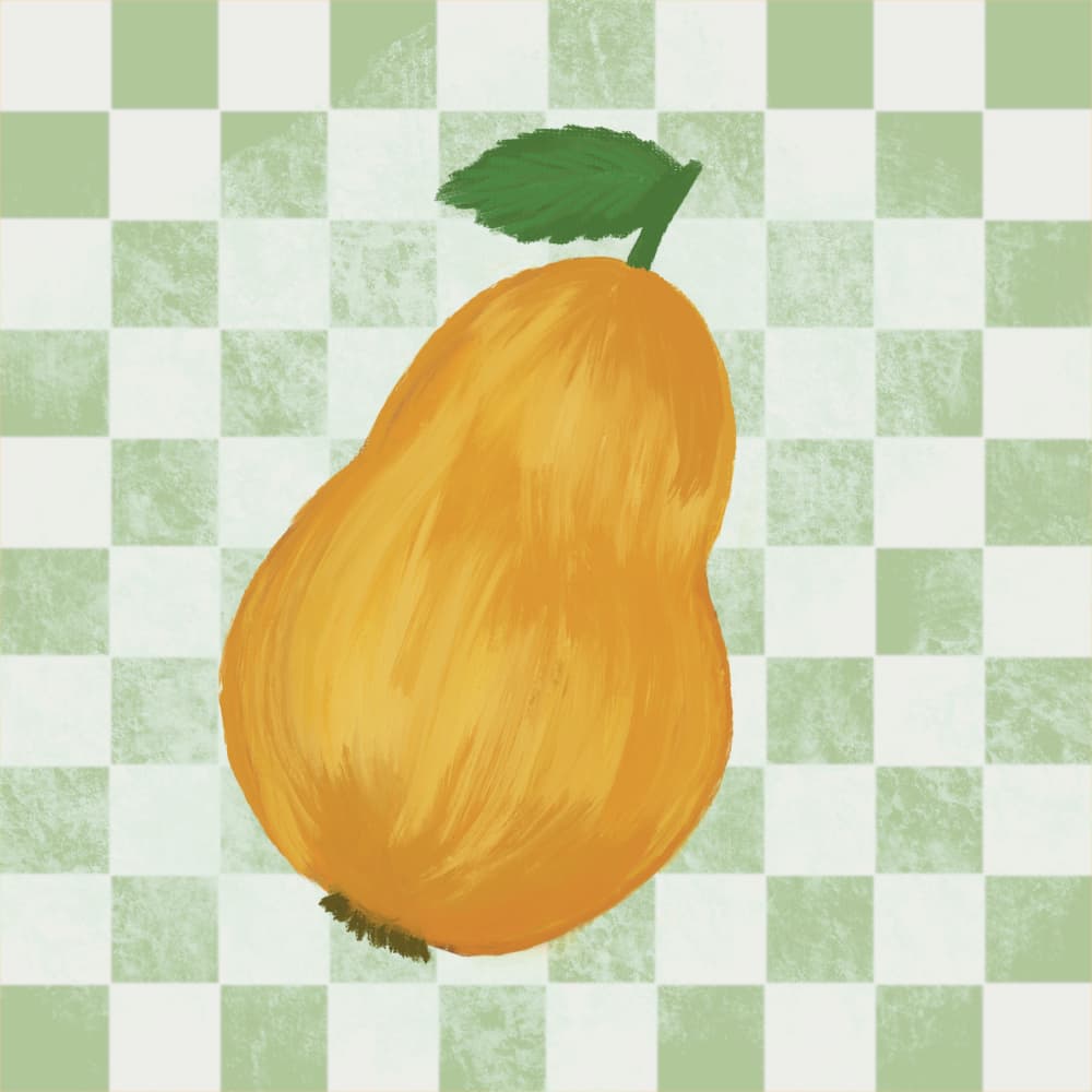 Golden Pear Checkers by Aliya Putrus — canvas wall art