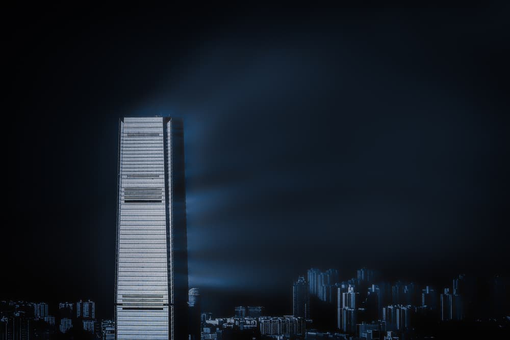 Dramatic Blue Skyscraper by Andreas Agazzi — canvas wall art