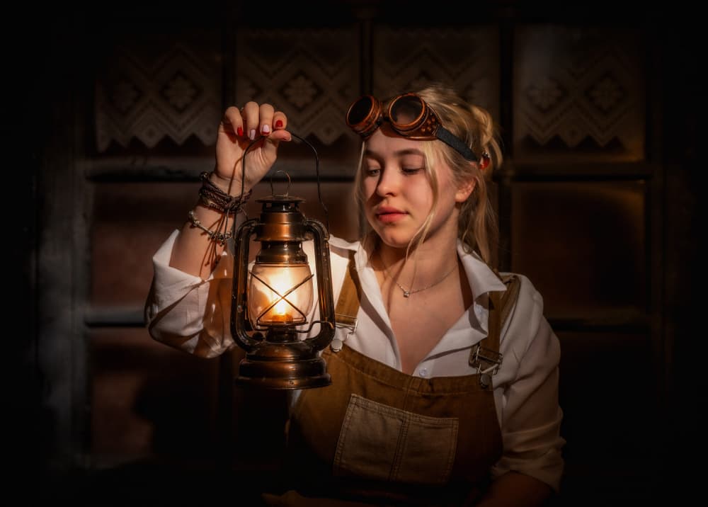 Steampunk Lantern Glow by Joško Šimic — canvas wall art