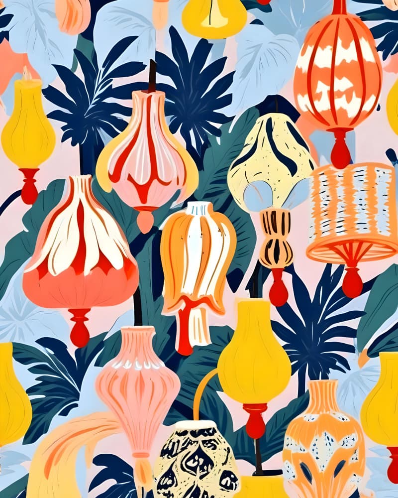 Vibrant Exotic Lanterns by Uma Gokhale — canvas wall art