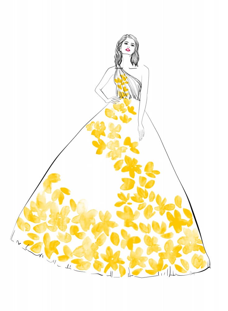 Golden Blossom Gown by Rosana Laiz Blursbyai — canvas wall art