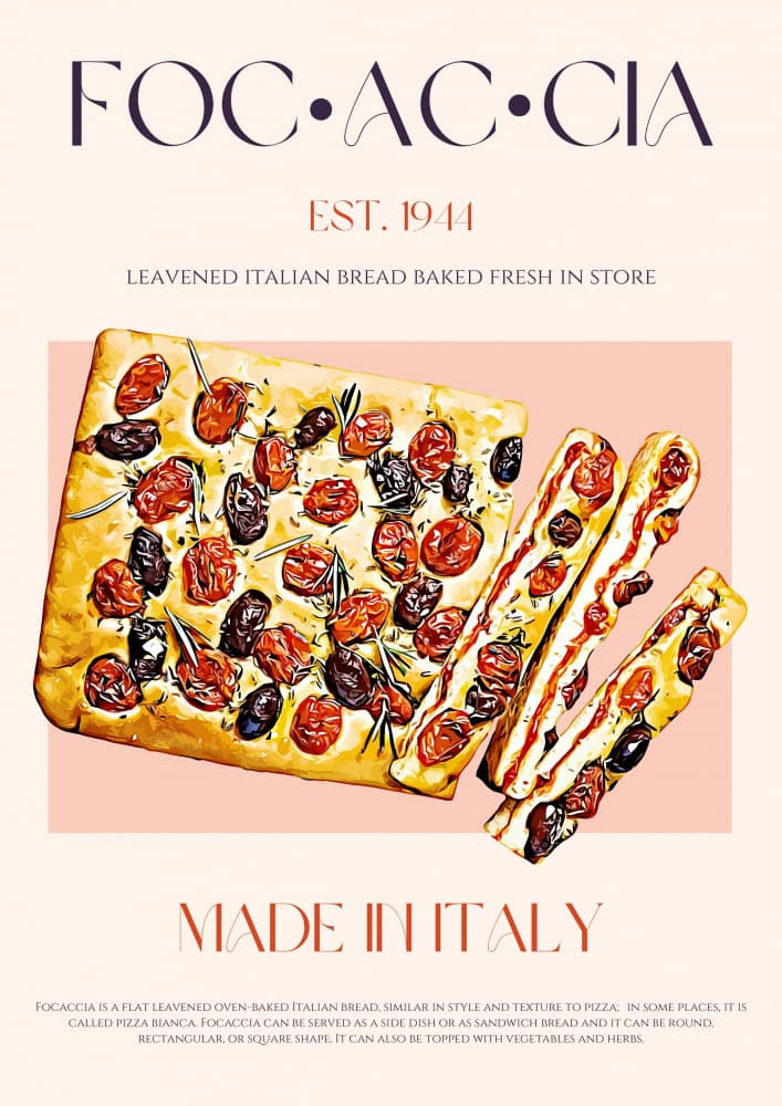 Baked Italian Focaccia by Nazma Khokhar — canvas wall art