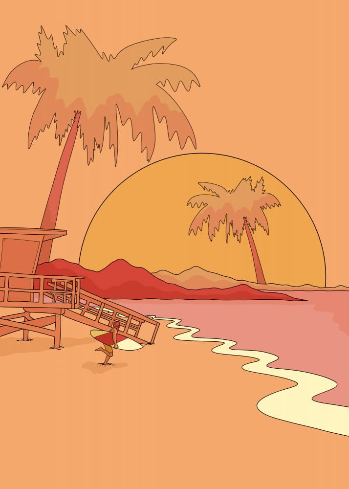 Surfer at Sunset Beach by Stephen Wade — canvas wall art