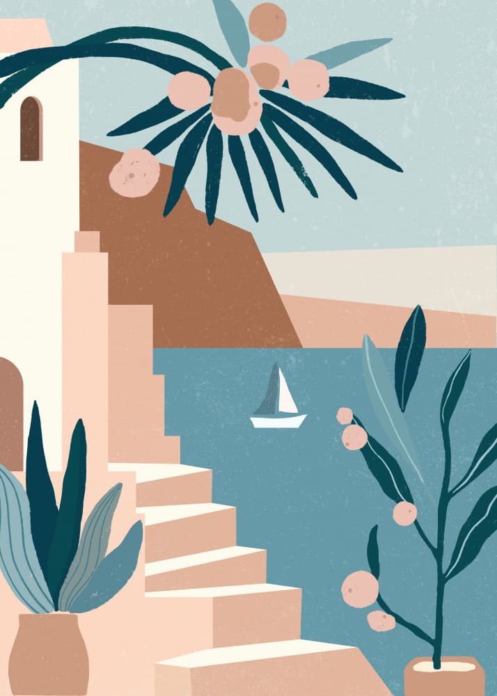 Mediterranean Coast Steps by Katarzyna Gąsiorowska — canvas wall art