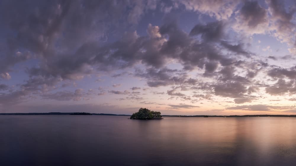 Twilight Lake Island by Hamed Bank — canvas wall art