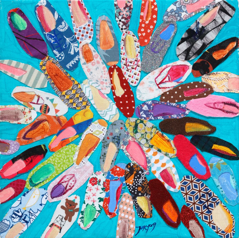 Colorful Patterned Slippers by Jukyong Park — canvas wall art