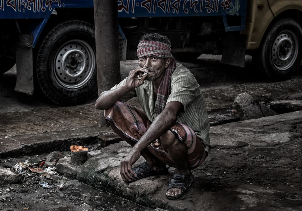 Pensive Street Smoker by Joxe Inazio Kuesta Garmendia — canvas wall art