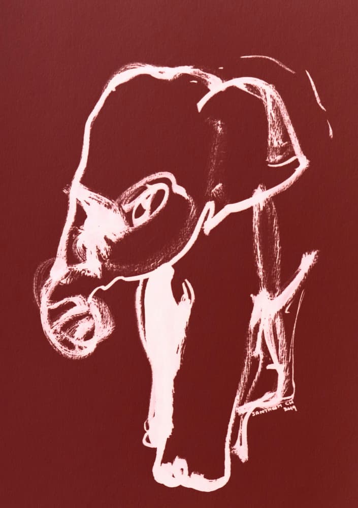 Minimalist Elephant Sketch by Santhosh ch — canvas wall art