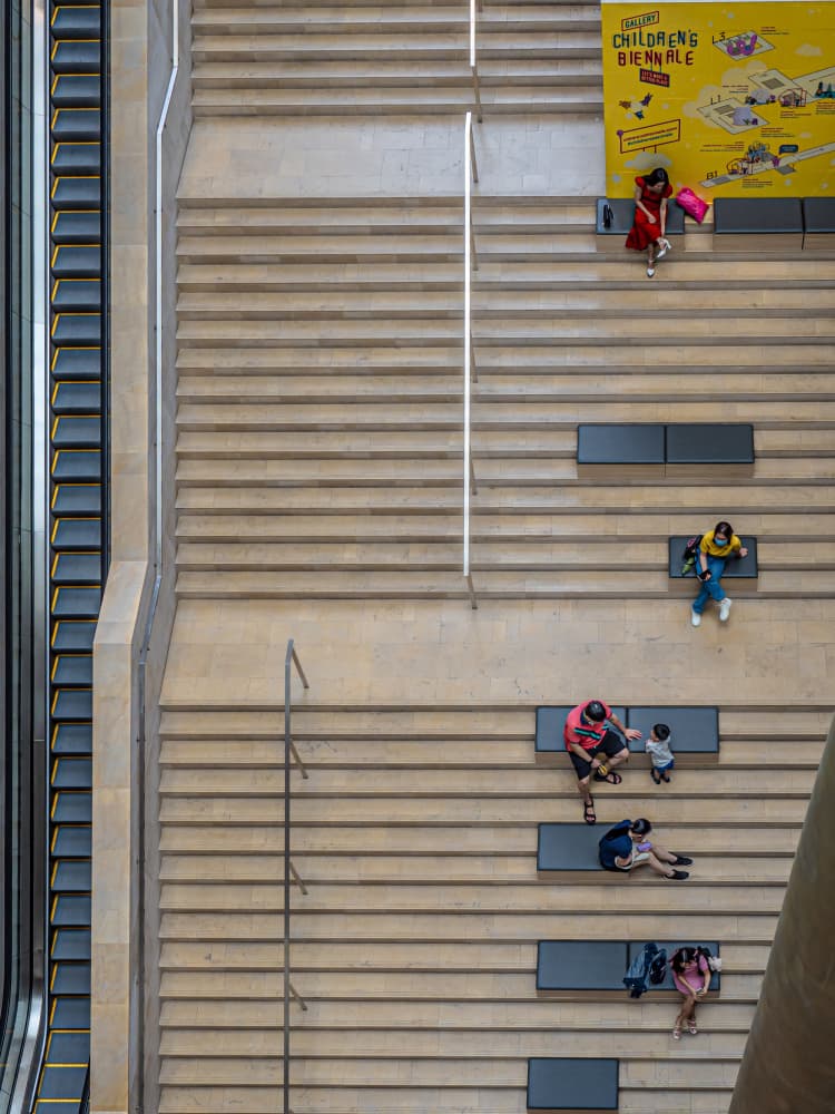 People Resting Modern Stairs by IKUMI FUKAZAWA — canvas wall art