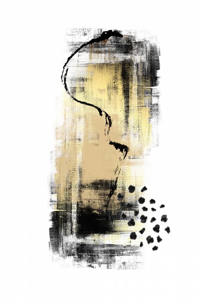 Golden Abstract Strokes by Sally Ann Moss — canvas wall art