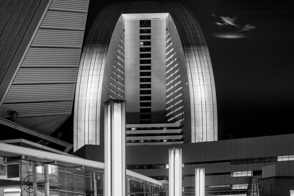 Urban Night Architecture by Tomoshi Hara — canvas wall art