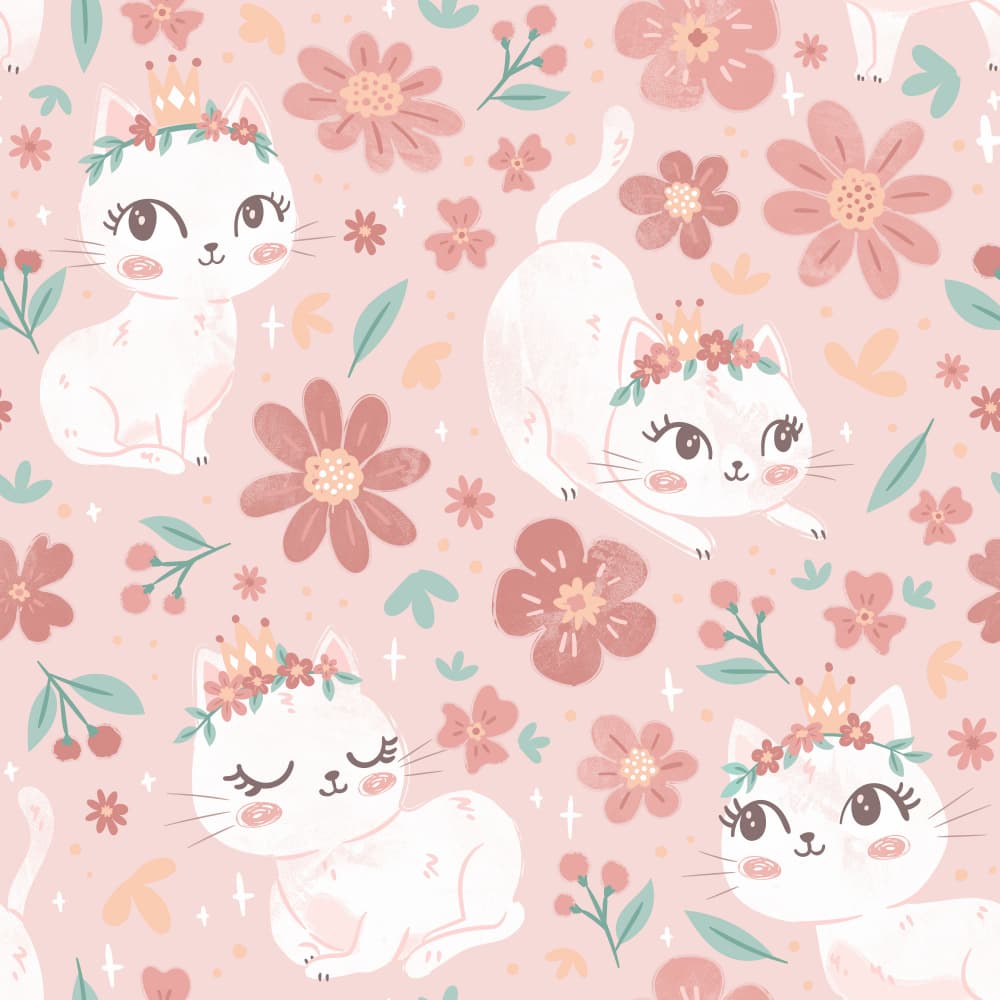 Floral Crown Kittens by Weronika Gross — canvas wall art