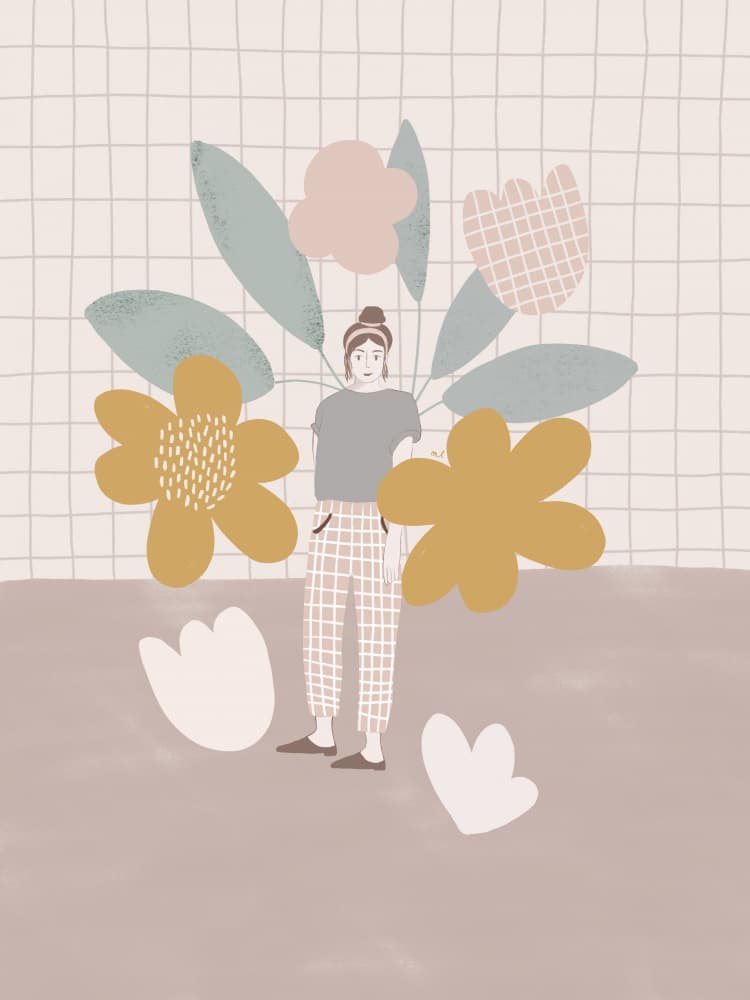 Modern Floral Woman by Menina Lisboa — canvas wall art