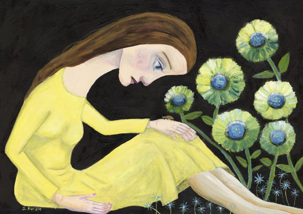 Whimsical Girl Yellow Dress by Sharyn Bursic — canvas wall art