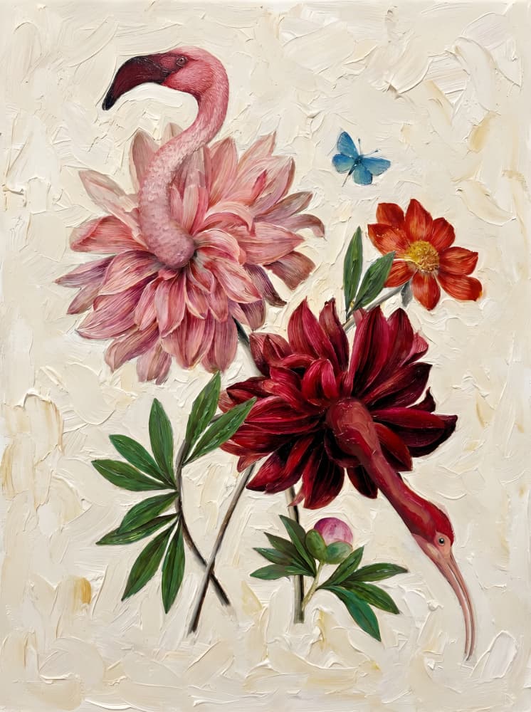 Whimsical Flower Birds by HUGO — canvas wall art