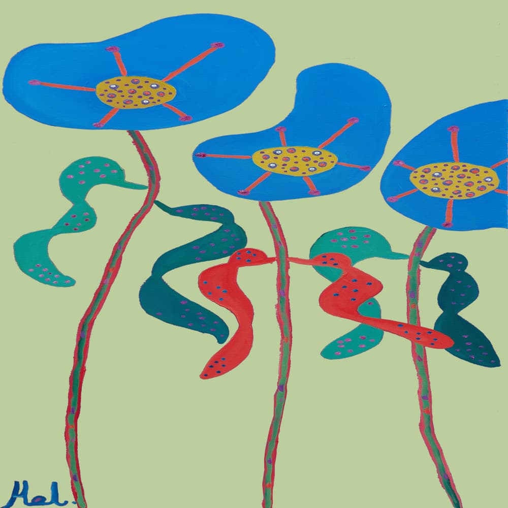 Whimsical Blue Flowers by Helen Joynson — canvas wall art