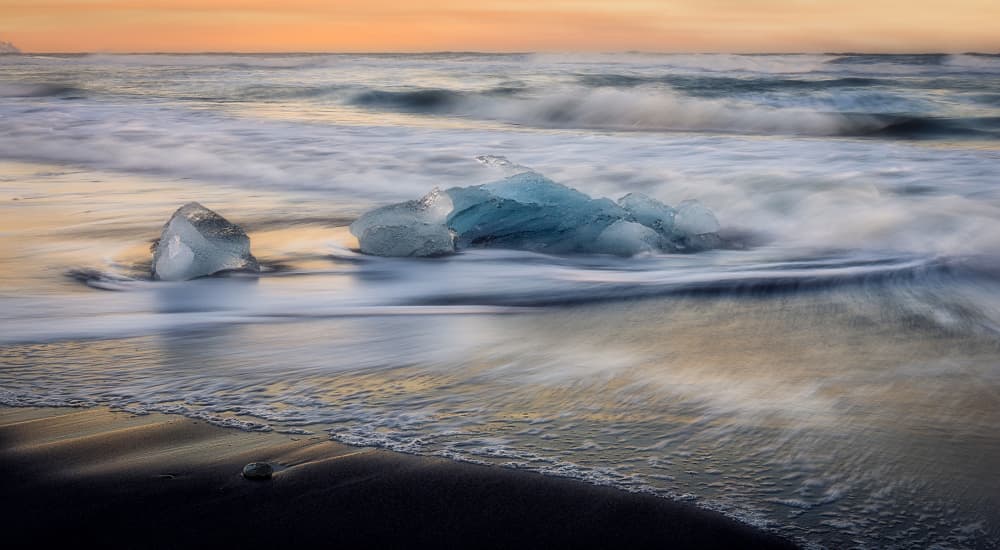 Ice Beach Twilight Waves by Fernando Molina — canvas wall art