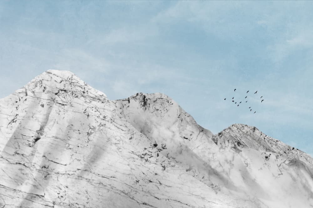 Snowy Peaks Blue Sky by amini54 — canvas wall art