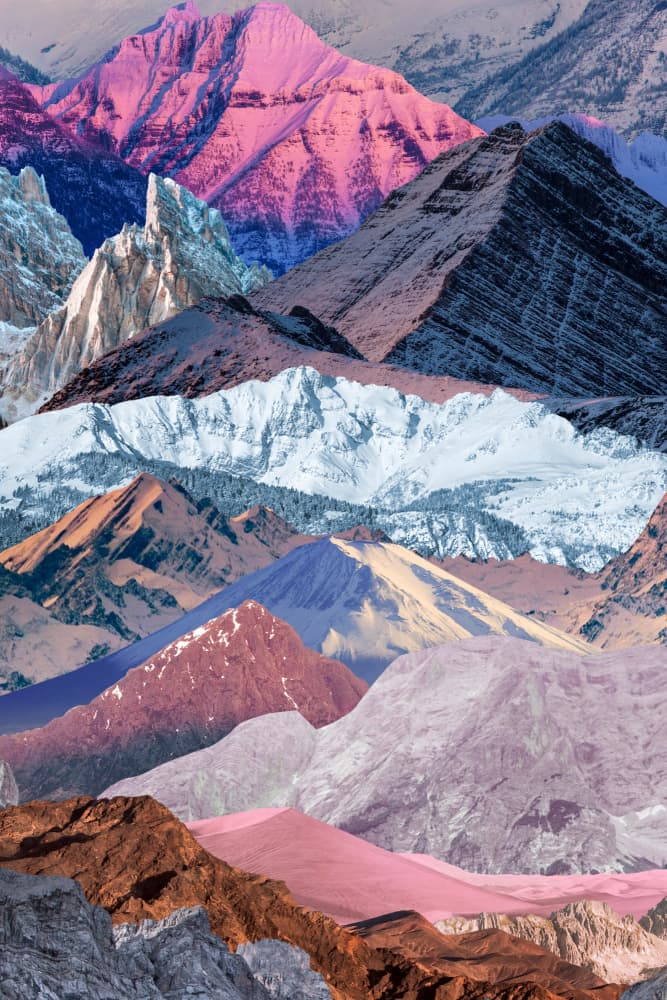 Vibrant Mountain Layers by Marja van den Hurk — canvas wall art
