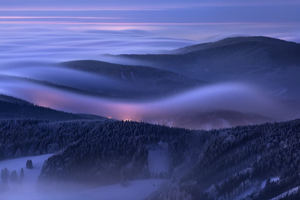 Twilight Mountain Fog by Daniel Řeřicha — canvas wall art