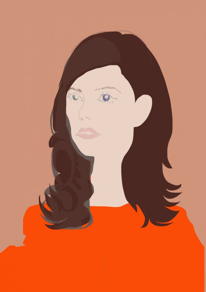 Brown Haired Minimalist Portrait by casa cartissi — canvas wall art