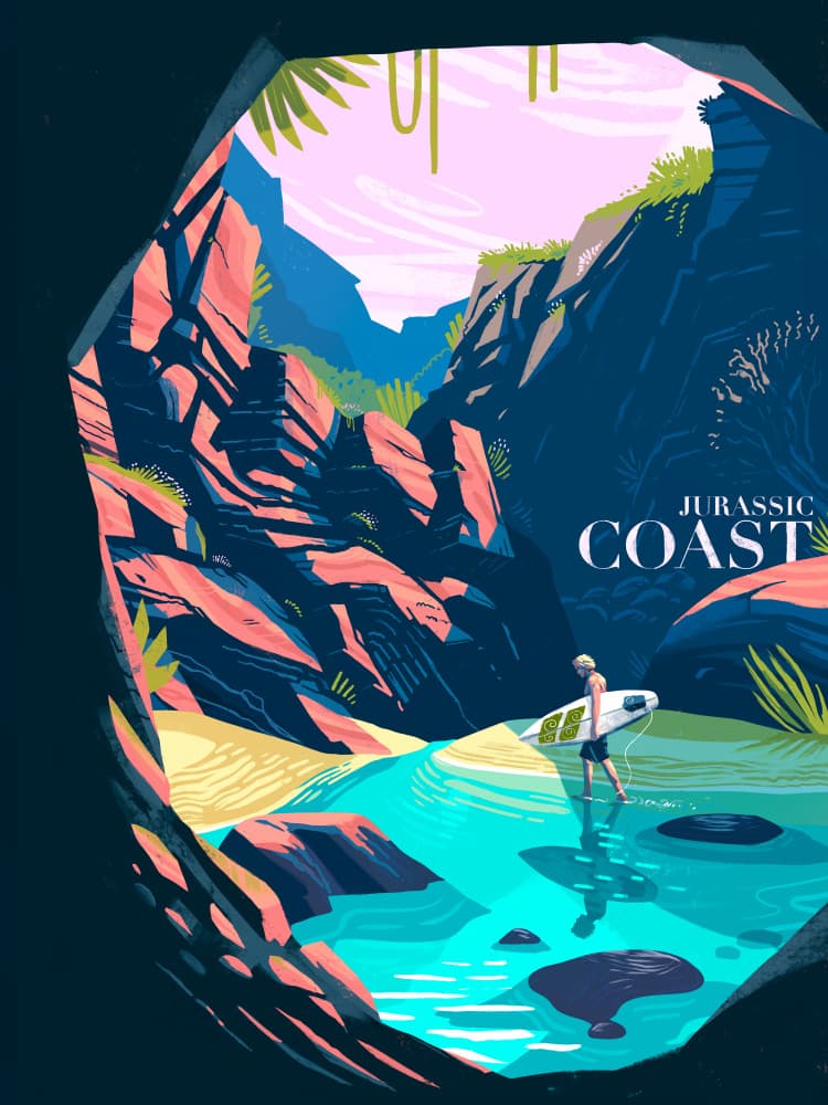 Surfer's Tropical Cove by Mark Harrison — canvas wall art