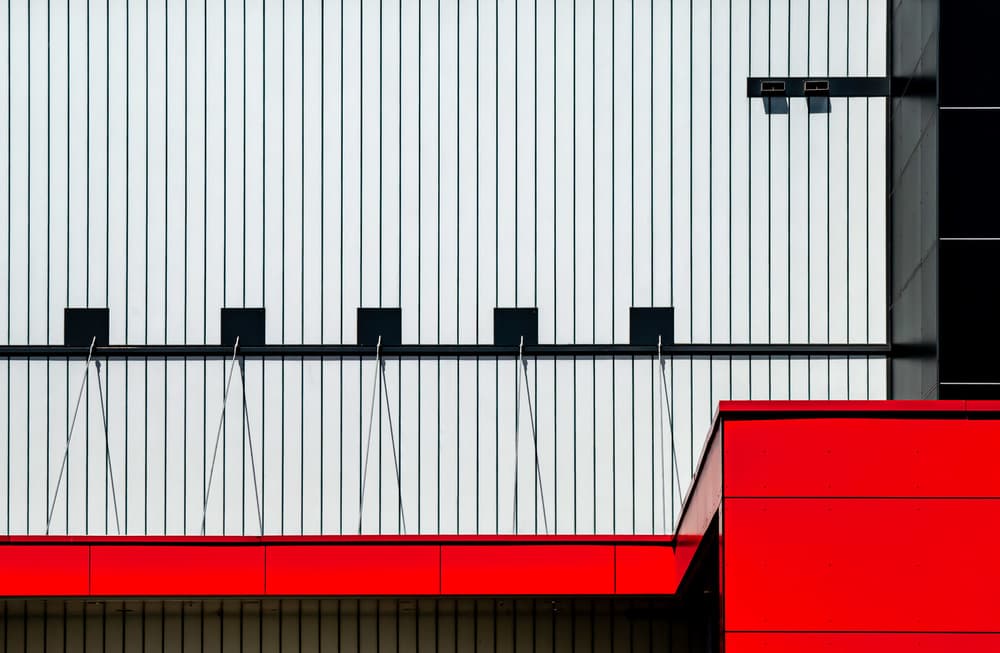 Bold Red Architectural Lines by Markus Auerbach — canvas wall art