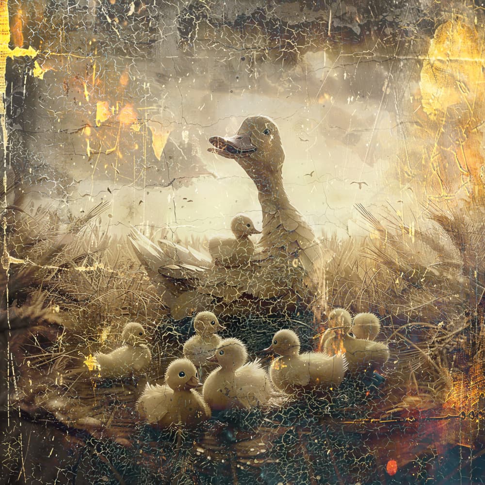 Mother Duck And Ducklings by Rafal Kulik — canvas wall art