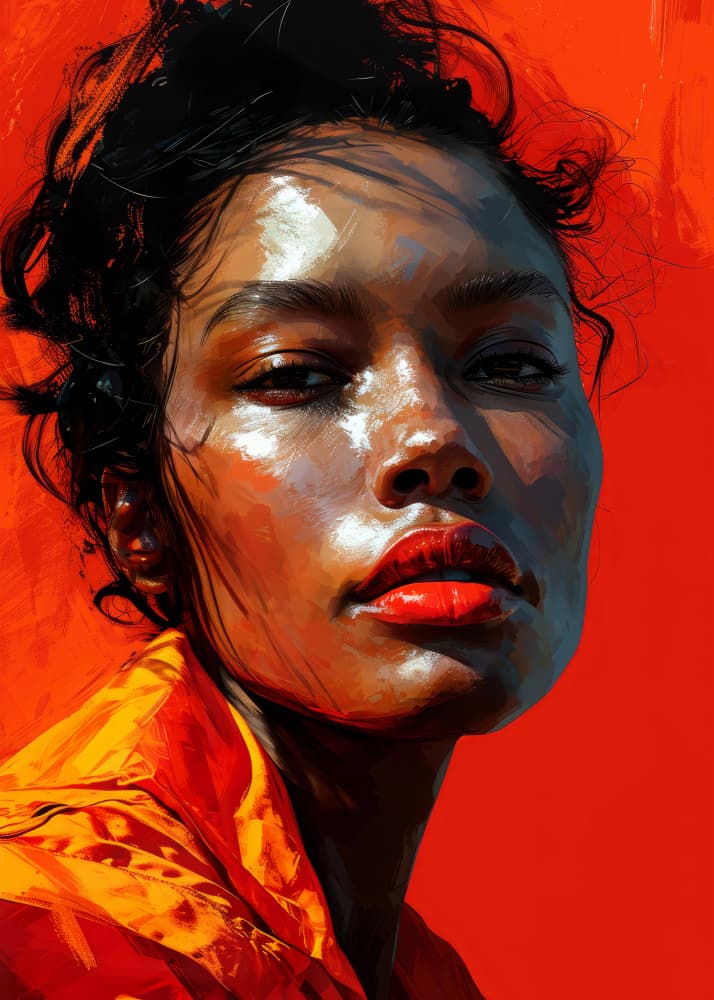 Confident Red Portrait by Justyna Jaszke — canvas wall art