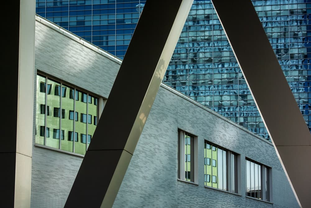 Geometric City Reflections by Lus Joosten — canvas wall art
