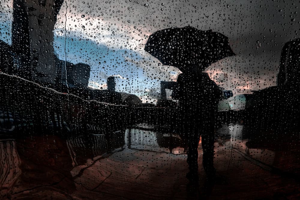 Rainy City Umbrella by Gilbert Claes — canvas wall art