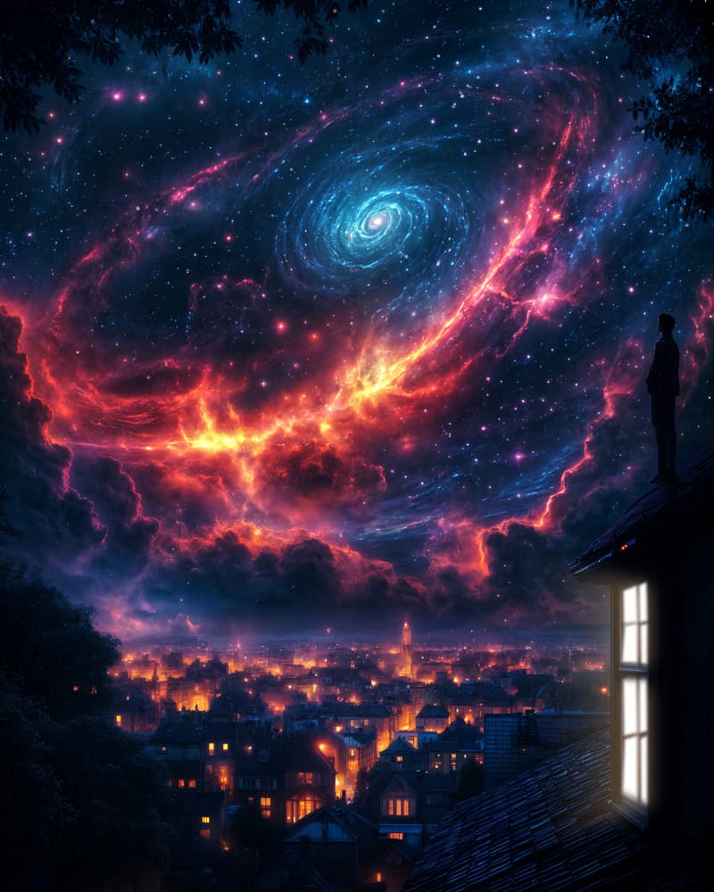 Rooftop Galaxy Dream by Ritvik takkar — canvas wall art
