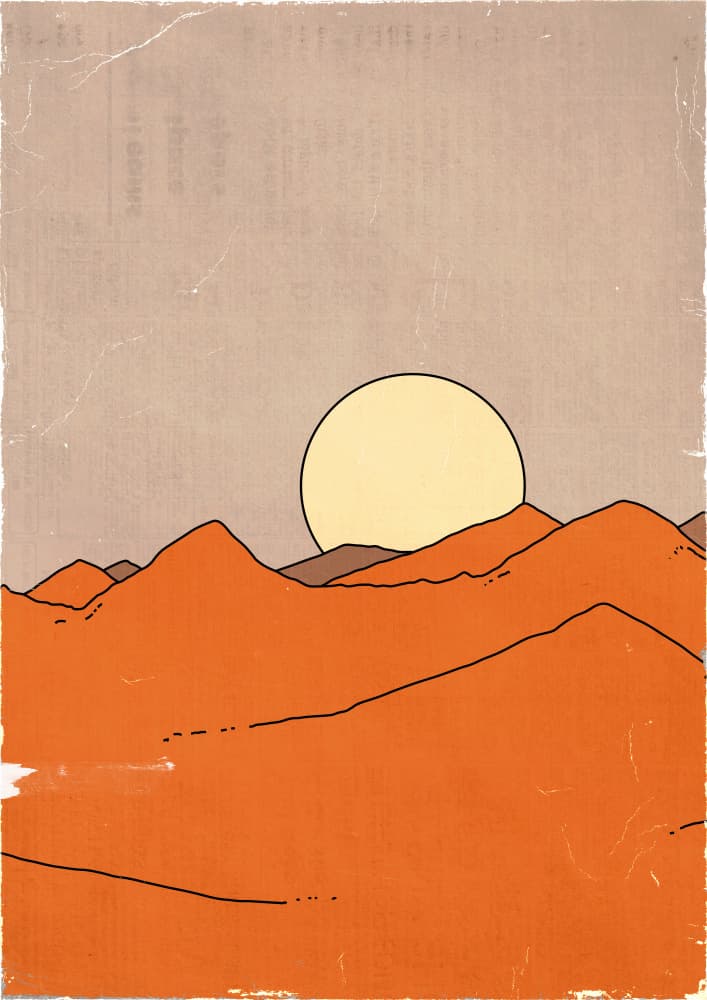 Retro Desert Sunset by Nicholas — canvas wall art