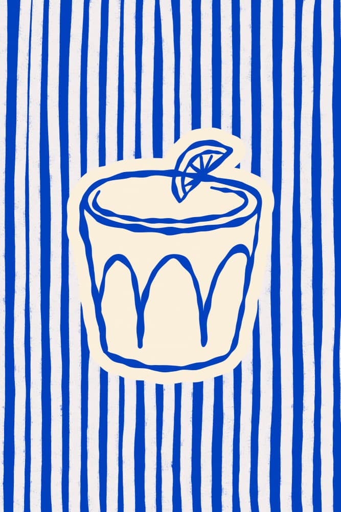 Blue Stripes Summer Drink by Treechild — canvas wall art