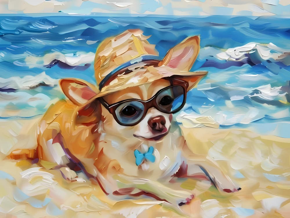 Chihuahua Beach Vacation by Avanesova Elena — canvas wall art