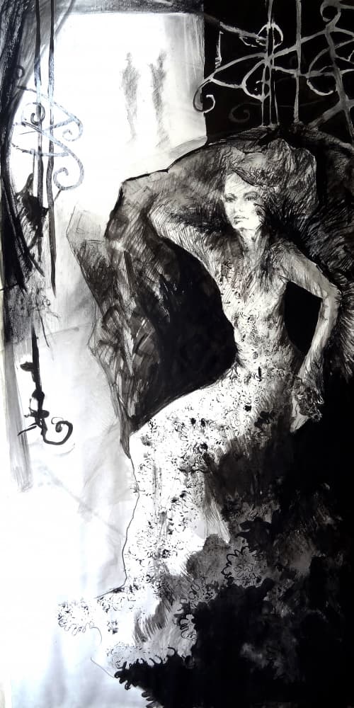 Elegant Dancer in Shadow by Dora Krincy — canvas wall art