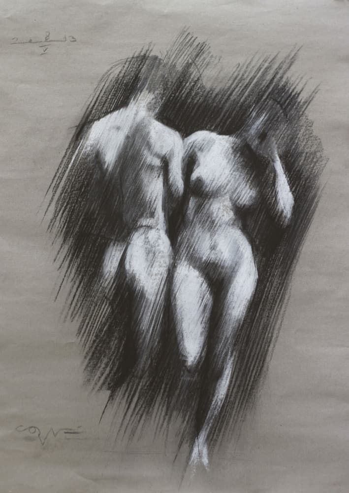 Sensual Couple Sketch by Corné Akkers — canvas wall art